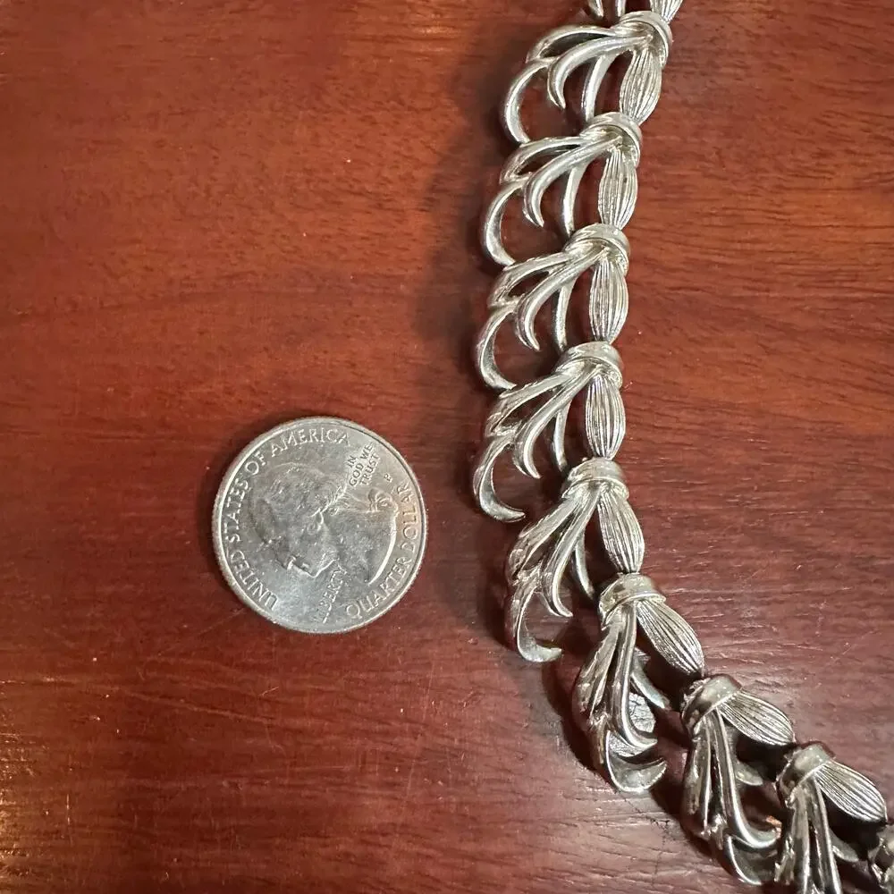 CORO Necklace Vintage Retro Jewelry Silver tone Choker Chunky 13 /12
